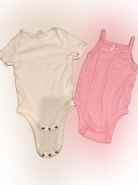Old Navy Pink & Cream Baby One-Piece Bodysuit Set